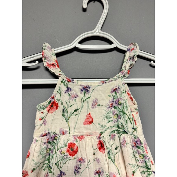 Gap Kids Girls Floral Poppy Print Ruffle Strap Tiered Cotton Sundress Size 3T - Picture 2 of 6